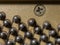 Abstract closeup of the interior of an upright piano