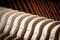 Abstract closeup of the interior of an upright piano