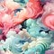 Abstract clouds with soft colors in a rococo-inspired style (tiled)