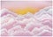 Abstract cloudscape background in pink and purple hues, grunge watercolor pink abstract background with white and fluffy clouds