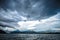 Abstract cloudy waterscape AND MOUNTAIN RANGE IN ALASKA