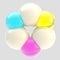 Abstract cmyk emblem made of glass spheres