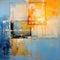 Abstract Coastal Painting With Yellow, Blue, And Orange Color Scheme