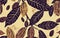 Abstract cocoa bean pattern on a muted color background