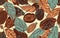 Abstract cocoa bean pattern on a muted color background