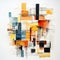 Abstract Collage Wall Artwork With Azure And Amber Colors