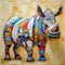 Abstract Collaged Rhino Sculpture Inspired By Dmitry Spiros