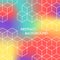 Abstract color hexagonal background. White cubes on colored background.