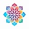 Abstract Color Logo Flower Pattern Design For Mindfulness Meditation Apps