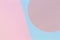 Abstract color paper background. Pastel pink and light blue color round circle shape geometry composition. Top view