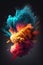 Abstract colored fire explosion. generative AI