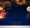 Abstract colored firework background . New Year 2020 background.
