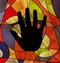 Abstract colored image of black hand