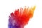 Abstract of colored powder explosion on white background. Multicolor powder splatted isolate. Colorful cloud. Colorful dust explod
