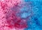 Abstract colorful background with bubbles. Watercolor wet texture. Blue and red colors. Creative wallpaper