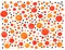 Abstract colorful background of gouache yellow orange red circles spots, dots, and suns. Children, sketch, doodle, hand drawn