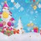 abstract colorful Christmas elements and snowing background