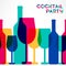 Abstract colorful cocktail glass and wine bottle seamless background. Concept for bar menu, party, alcohol drinks, celebration ho