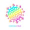 Abstract colorful coronavirus bacteria cell icon, COVID -19 from fly agaric mushrooms on a white background. Worldwide pandemic co
