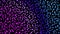 Abstract colorful flowing small particles of round shape on black background, seamless loop. Animation. Gradient swaying