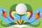 Abstract colorful golf flower.Green golf motive