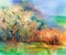 Abstract colorful landscape oil painting