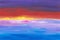 Abstract colorful landscape oil painting. Artistic background. Blue and pink sea with sunset and purple red sky