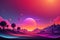 Abstract Colorful Metaverse Gradient Background Horizontal Futuristic Landscape. Generative AI