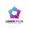 Abstract Colorful Pentagon Love Flower Logo Design Template Premium Vector