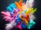 Abstract colorful powder, illustration. Explosion of multicolored powder.