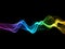 Abstract colorful rainbow wavy smoke flame over black background