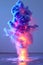 Abstract Colorful Smoke Explosion on Cool Toned Background, Vibrant Pink and Blue Hues in Dynamic Motion, Artistic Creativity