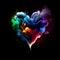 Abstract colorful smoke rising and forming a heart shape