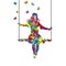 Abstract colorful  young woman silhouette who is swinging and butterflies fly around her