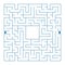 Abstract complex square isolated labyrinth. Blue color on a white background. An interesting game for children and adults. Simple