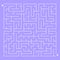 Abstract complex square isolated labyrinth. White on a purple background. An interesting game for children and adults. Simple flat