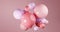 Abstract composition with 3d spheres cluster. Pink glossy realistic bubbles. Futuristic background of balls