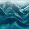 Abstract Composition Of Blue Waves In Surreal 3d Landscapes