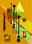 Abstract composition , fancy   colorful shapes , green , yellow 20-05