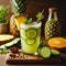 Abstract composition of natural Pineapple and Cucumber juice and healthy, good for heart and blood pressure
