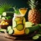 Abstract composition of natural Pineapple and Cucumber juice and healthy, good for heart and blood pressure