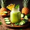 Abstract composition of natural Pineapple and Cucumber juice and healthy, good for heart and blood pressure