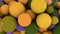 Abstract Composition Yellow Orange And Green Glossy 3D Spheres Stacked