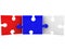 An abstract concept of three interconnected puzzle pieces in Russian national colors