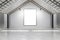 Abstract concrete hangar interior with empty white mock up poster on wall for your advertisement. Storehouse and warehouse concept