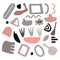 Abstract contemporary trendy set of various shapes, objects.  Hand drawn vector modern collection.