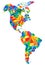 Abstract continents of North and South America from triangles. Origami style. Vector polygonal pattern for your design