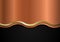 Abstract copper and golden wave line stripes on black background. Luxury style