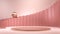 Abstract cosmetic background with pink stairs and golden stage,podium or pedestal. 3D render. Perfect background for