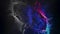 Abstract cosmic background with stars and cloud of blue and pink colors, seamless loop. Animation. Space nebula moving